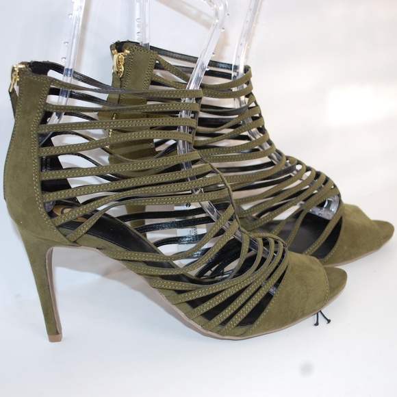 green gladiator heels
